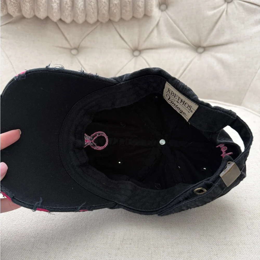 Woman’s black baseball cap- breast cancer - Picture 3 of 3